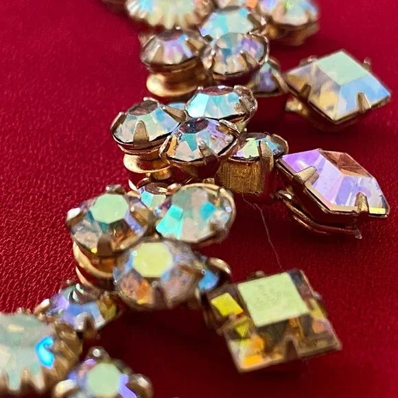 Vintage Aurora Borealis Choker Necklace & Earrings set - Picture 11 of 14